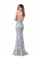 Silver V-Neckline Backless Floral Patterned Sequin Bridesmaid Dress UK