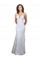 V-Neckline Backless Floral Patterned Sequin Bridesmaid Dress UK