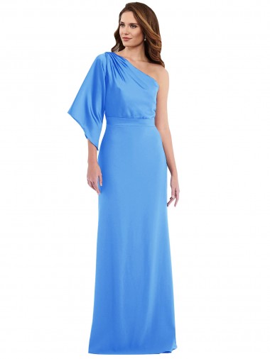 One Shoulder Bell Sleeves Trumpet Bridesmaid Dress UK