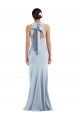 Cutout Open Back Halter Maxi Bridesmaid Dress with Scarf Tie UK