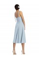 Midi Length Bustier Crepe Bridesmaid Dress with Back Bow Straps UK