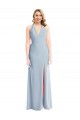 Plunge Neck Halter Backless Trumpet Bridesmaid Dress with Front Slit UK