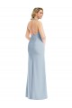 Plunge Neck Halter Backless Trumpet Bridesmaid Dress with Front Slit UK