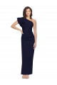 Ruched Floor Length Long Crepe Bridesmaid Dress with Shoulder Ruffles UK