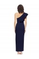 Ruched Floor Length Long Crepe Bridesmaid Dress with Shoulder Ruffles UK
