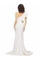 Ruched Long Sweep Train Crepe Bridesmaid Dress with Shoulder Ruffles UK