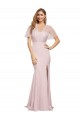 Crepe Long Sweetheart Neckline Bridesmaid Dress with Tulle Overlay Shoulders UK