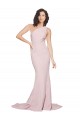 Long Sweep Train One Shoulder Crepe Bridesmaid Dress with Side Leg Split UK
