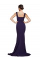 Square Neck Long Sweep Train Crepe Bridesmaid Dress with Thick Straps UK