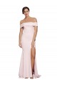 Off Shoulder Long Crepe Bridesmaid Dress with Straight Neckline and Side Split UK