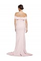 Off Shoulder Long Crepe Bridesmaid Dress with Straight Neckline and Side Split UK
