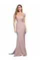 Long Sweetheart Crepe Bridesmaid Dress with High Neck Illusion Tulle Details UK