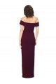 Fitted Full Length Off the Shoulder Crepe Bridesmaid Dress with Side Split and Waist Tie UK