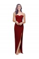 Straight Pencil Skirt Long Sweetheart Crepe Bridesmaid Dress with High Side Split UK