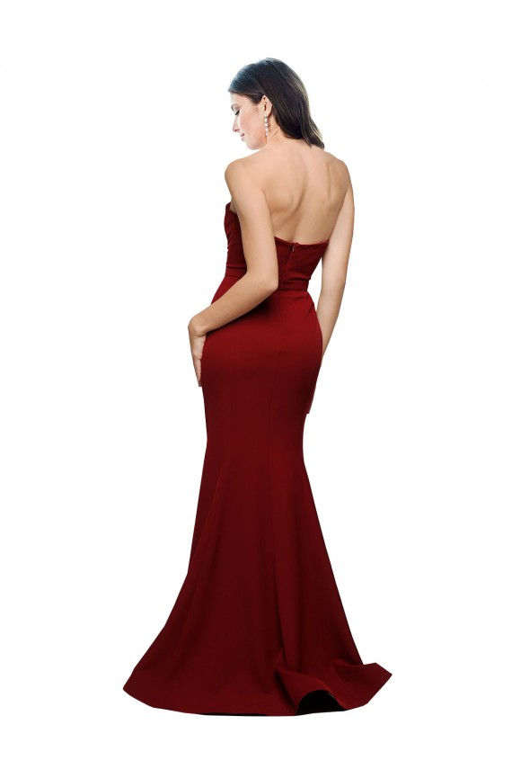 Long Full Length Sweetheart Slim Crepe Bridesmaid Dress with Strapless Bodice UK
