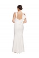 Full Length Square Neck Crepe Bridesmaid Dress with Asymmetrical Straps and Bow Back UK