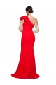 One Shoulder Long Sweep Train Crepe Bridesmaid Dress with Thigh High Split UK