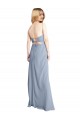 Straight Neckline Crepe Slip Bridesmaid Dress with Strappy Back UK