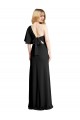 Pleated One Shoulder Flutter Sleeves Slim Crepe Bridesmaid Dress UK