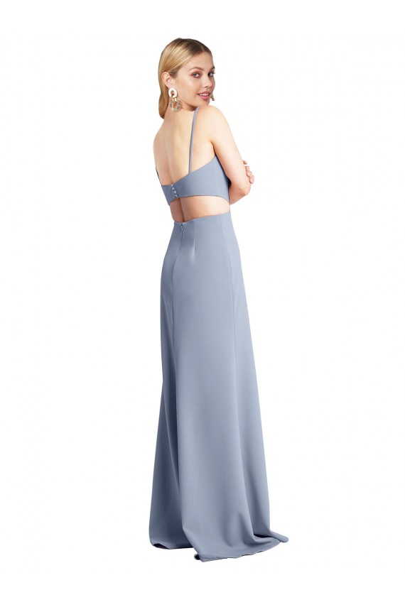 Feminine Scoop Neckline Long Crepe Slip Bridesmaid Dress  UK