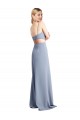 Feminine Scoop Neckline Long Crepe Slip Bridesmaid Dress  UK