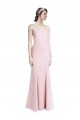 Square Neck Criss Cross Open Back Slim Crepe Bridesmaid Dress with Spaghetti Straps UK