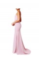 Square Neck Criss Cross Open Back Slim Crepe Bridesmaid Dress with Spaghetti Straps UK