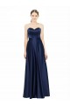 Floor Length Sweetheart Neckline Stretch Satin Bridesmaid Dress with Belt UK