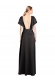 Cap Sleeves Open Back Long Stretch Satin Bridesmaid Dress UK