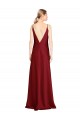 Floor Length Deep V-Back Stretch Satin Bridesmaid Dress with Front Slit UK
