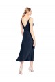 V-Neck Midi Length Short Stretch Satin Bridesmaid Dress V-Back UK