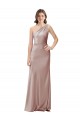 One Shoulder Black-Tie Floor Length Long Stretch Satin Bridesmaid Dress UK