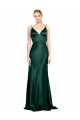 High V-Neck Long Full Length Sheath Stretch Satin Bridesmaid Dress UK
