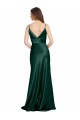 High V-Neck Long Full Length Sheath Stretch Satin Bridesmaid Dress UK