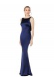 Sheath High Neck Stretch Satin Bridesmaid Dress Low Back UK