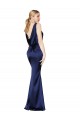 Sheath High Neck Stretch Satin Bridesmaid Dress Low Back UK