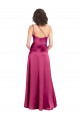 Sleek One Shoulder A-Line Long Stretch Satin Bridesmaid Dress with Spaghetti Straps Back UK