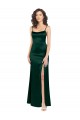 Long Slim Scoop Neck Stretch Satin Bridesmaid Dress with Open Back UK