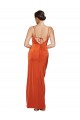 Front Cowl Neck Long Floor Length Stretch Satin Bridesmaid Dress with High Side Split UK