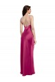 V-Neck Spaghetti Straps Slim Stretch Satin Bridesmaid Dress with Low Scoop Back UK