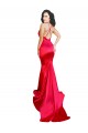 Mermaid Open Back Long Stretch Satin Bridesmaid Dress with High Slit UK
