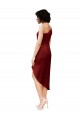 One Shoulder Midi Length Short Stretch Satin Wrap Style Bridesmaid Dress UK