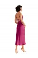 Midi Length V-Neck Short Stretch Satin Bridesmaid Dress with Low Scoop Back UK