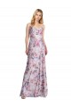 Draped Cowl Neck Long Printed Stretch Satin Bridesmaid Dress UK