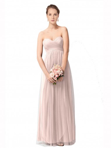 Long Sweetheart Tulle Bridesmaid Dress with Shirred Criss Cross Bodice UK