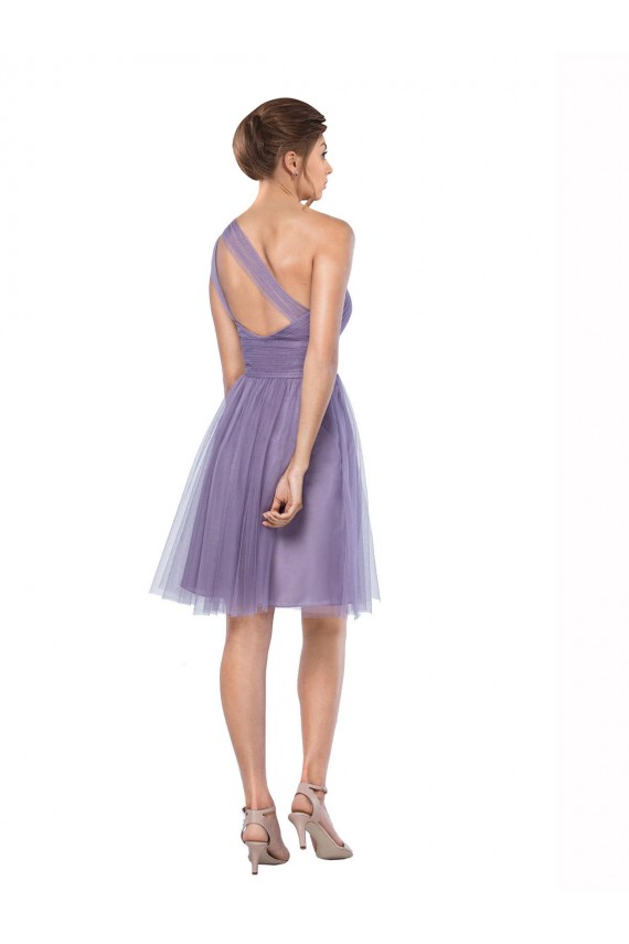 One Shoulder Short Knee Length Tulle Bridesmaid Dress UK
