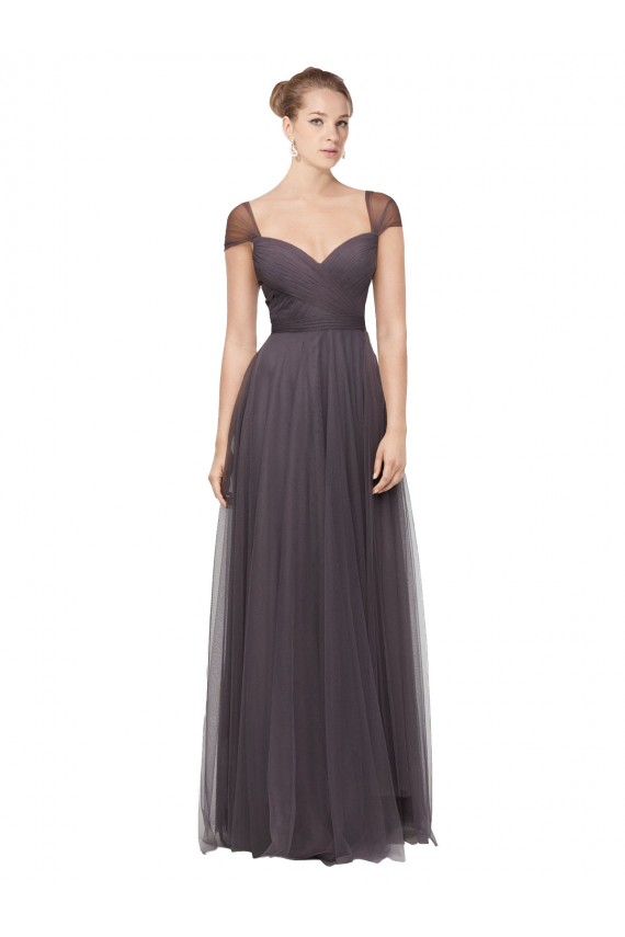 Sweetheart Neckline Long Tulle Bridesmaid Dress with Straps UK