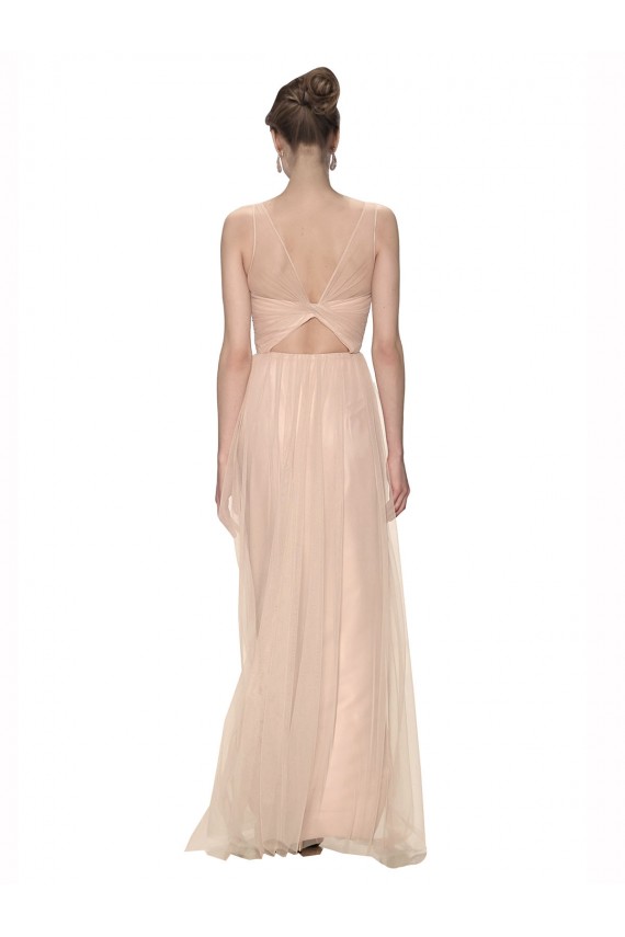 Long Tulle Bridesmaid Dress with Illusion Neck UK
