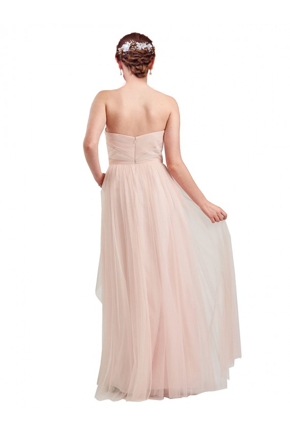 Long Floor Length Sweetheart Pleated Tulle Bridesmaid Dress UK
