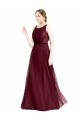 Sleeveless Boat Neck Long Pearl Tulle Bridesmaid Dress with Keyhole Back UK